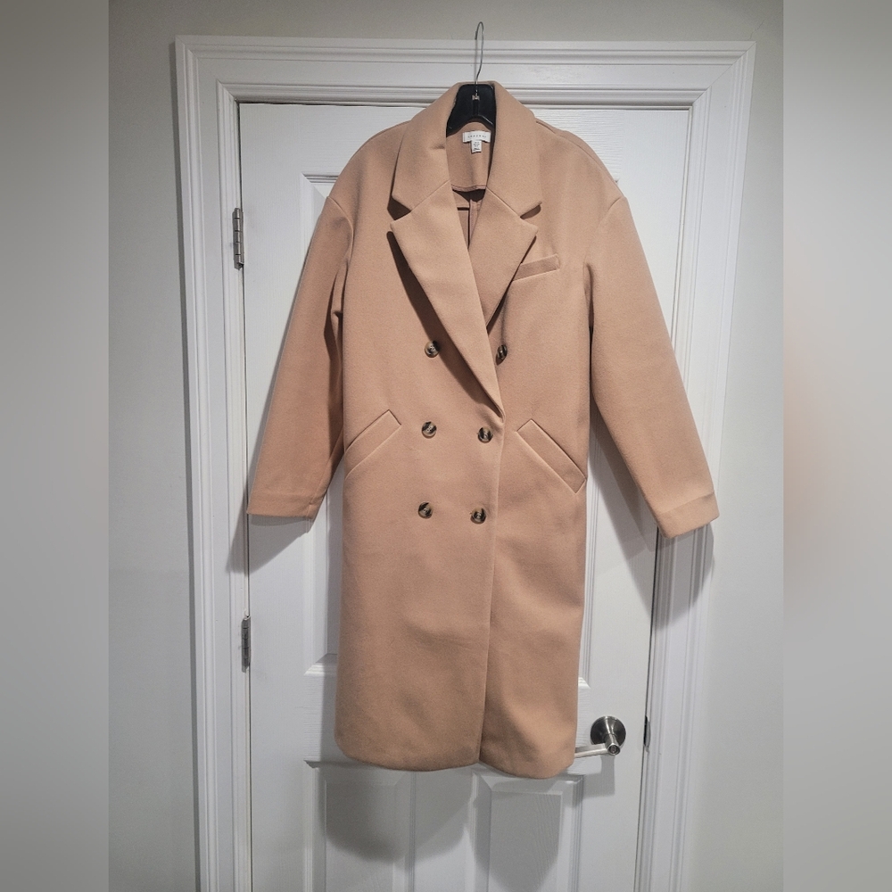 Women's Tan Double-Breasted Coat